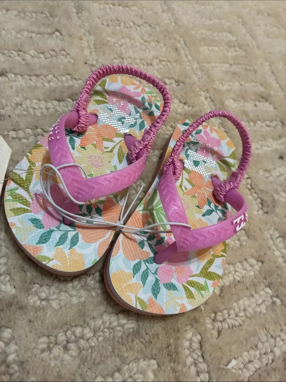 Billabong Pink Floral Kids Sandal with Elastic Back Strap